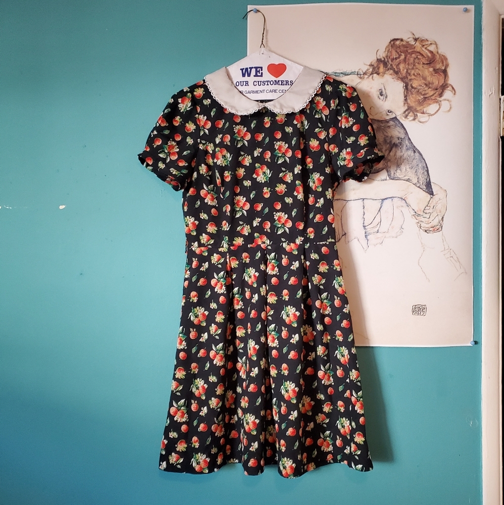 Vintage Peach Print Skater Dress